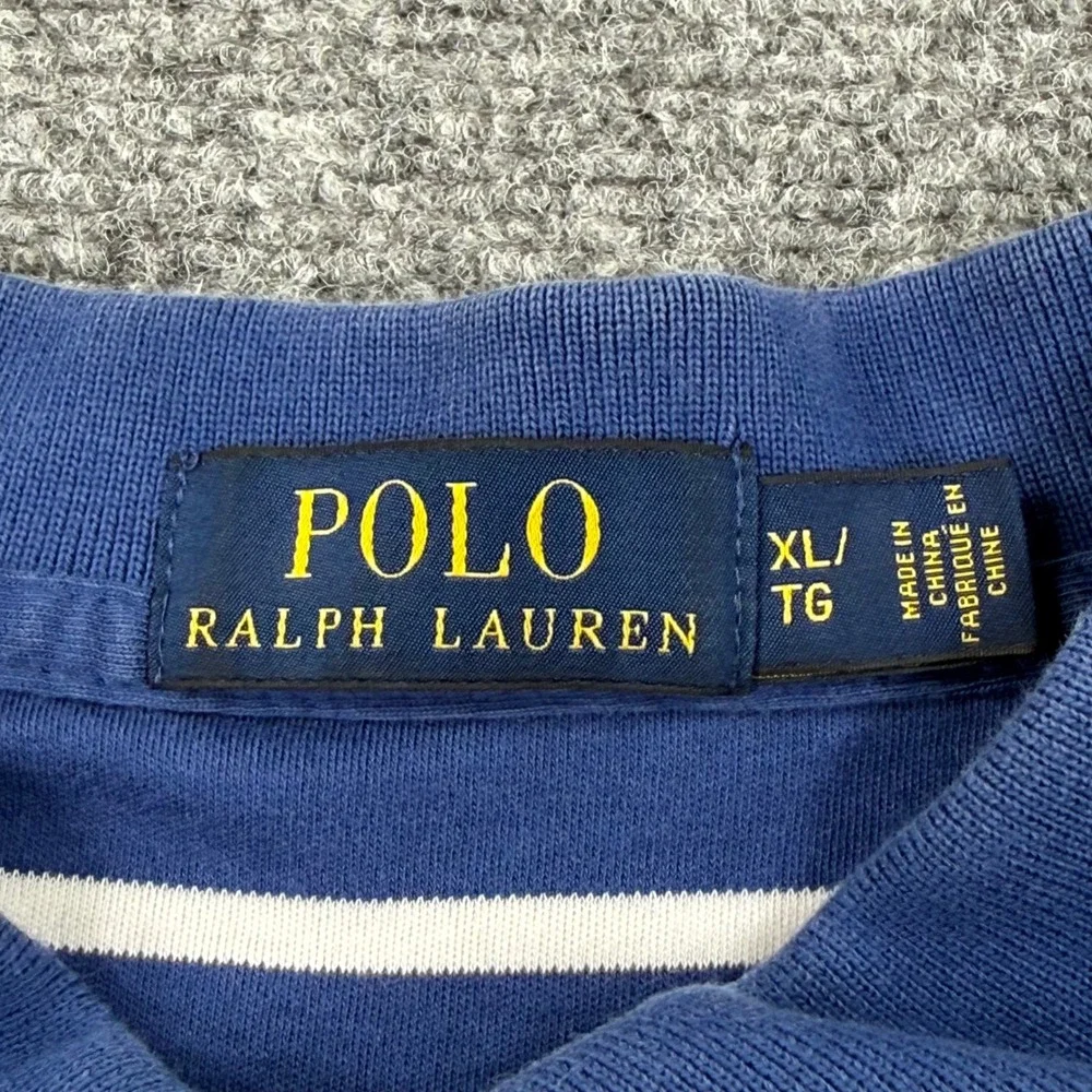 Polo Ralph Lauren Polo‎ Shirt XL Blue Striped Short Sleeve Excellent Mens
